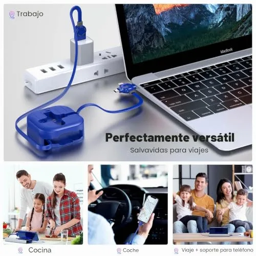 ASICEN ▫️ Cabo retrátil USB-C para cabo multifunções de carregamento rápido [1,2 m] Cabo de carregamento 4