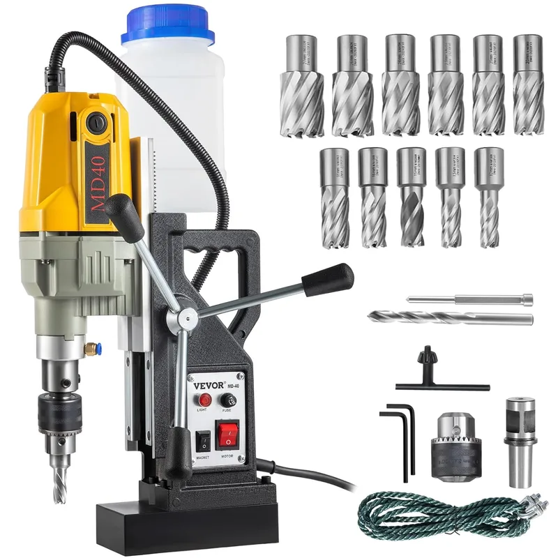 VEVOR ▫️ Berbequim Magnético 12000N Berbequim Magnético Profissional 1100W Berbequim de Núcleo Magnético Berbequim Magnético Profissional Berbequim Magnético com Ligação ao Colo e Base Magnética
