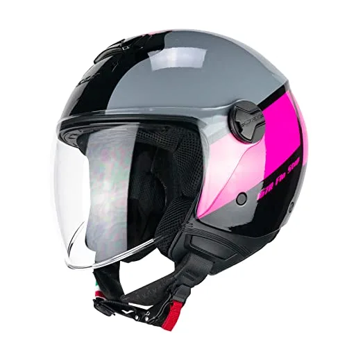 CGM ▫️ Capacete de Face Aberta, 167R FLO Step Cinzento-Fúcsia, Comprido, XL (60 cm) 4