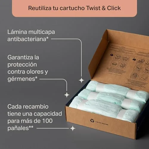 Tommee Tippee ▫️ Sacos de recarga para o cesto de fraldas Twist & Click 4