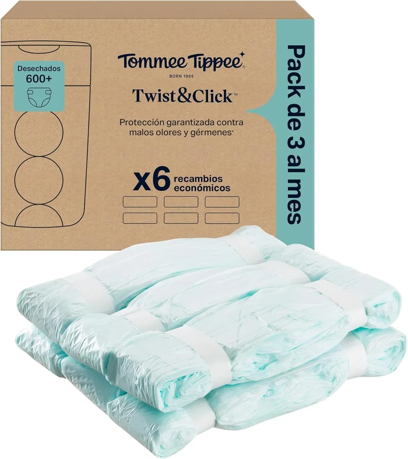 Tommee Tippee ▫️ Sacos de recarga para o cesto de fraldas Twist & Click