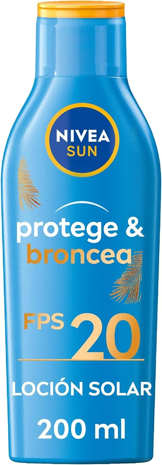 NIVEA SUN ▫️ Protect & Tan Activating Tanning Sun Milk FP20 (1 x 200 ml), intensificador de bronzeado resistente à água, creme bronzeador com elevada proteção solar