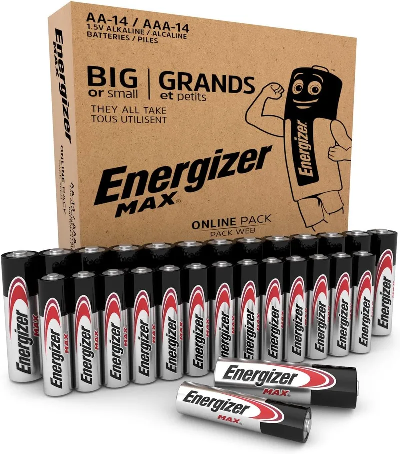 Energizer ▫️ MAX - Pilhas AA + AAA (28 unidades) - Unidades 14AA e 14AAA - Pilhas alcalinas de 1,5 V - Embalagem 100% reciclável e sem plástico - Prazo de validade de 10 anos [Exclusivo Amazon] [Exclusivo Amazon].