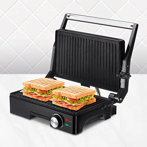 Ufesa ▫️ Grelhador Elétrico Teide, Grelhador para Panini, 1600 W, Placas Antiaderentes, Abertura de 180º, Regulador de Temperatura, Pega «Toque Frio», Preto 3
