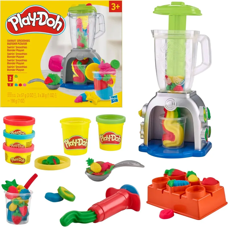 Play-Doh ▫️ Hasbro Swirlin’ Smoothies, Batedeira de Brincar para Meninos e Meninas a partir dos 3 Anos, Jogos de Cozinha, Trabalhos Manuais Criativos