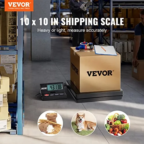 VEVOR ▫️ Balança digital para envios, com intervalo de 10 g a 50 kg, balança para encomendas, precisão de 2 g, balança postal digital, ecrã LCD rebatível a 90°, para bagagem, alimentada por CA/CC, certificada pela FCC 2