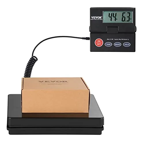 VEVOR ▫️ Balança digital para envios, com intervalo de 10 g a 50 kg, balança para encomendas, precisão de 2 g, balança postal digital, ecrã LCD rebatível a 90°, para bagagem, alimentada por CA/CC, certificada pela FCC 4