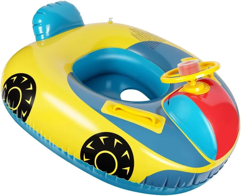 Vicloon ▫️ Flutuador para Bebés, Flutuador de piscina insuflável para bebés com volante, Anel de natação para bebés com assento, Flutuador para bebés e crianças pequenas dos 1 aos 6 anos