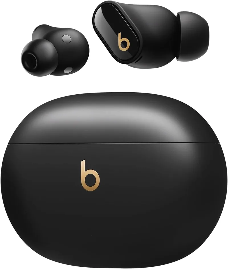 Beats ▫️ Studio Buds + | Auscultadores totalmente sem fios com cancelamento de ruído, melhor compatibilidade com Apple e Android, microfone integrado, Bluetooth, resistentes ao suor - Preto/Dourado