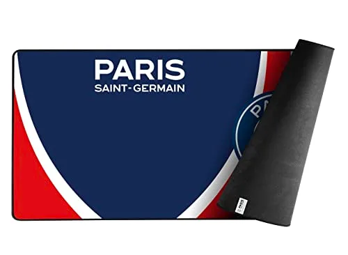 Konix ▫️ PSG Tapete de rato para jogos XXL de 90 x 46 cm - Superfície em silicone 3D ultrafina - Base antiderrapante em borracha - Azul, branco e vermelho 2