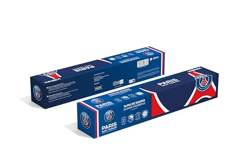 Konix ▫️ PSG Tapete de rato para jogos XXL de 90 x 46 cm - Superfície em silicone 3D ultrafina - Base antiderrapante em borracha - Azul, branco e vermelho 5