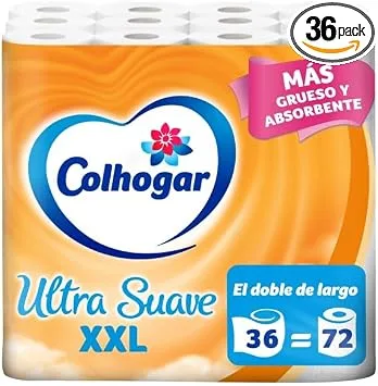 Colhogar ▫️ Ultra Suave XXL x36 - Equivalente a 72 rolos - 2 camadas - Branco - Embalagem de 36 rolos extragrandes (3x12)