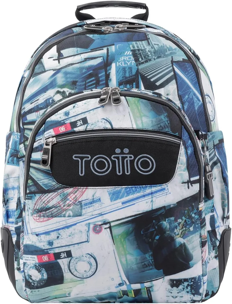 TOTTO ▫️ Mochila escolar Cartões postais e cassetes - Lápis de cor TAMANHO NORMAL
