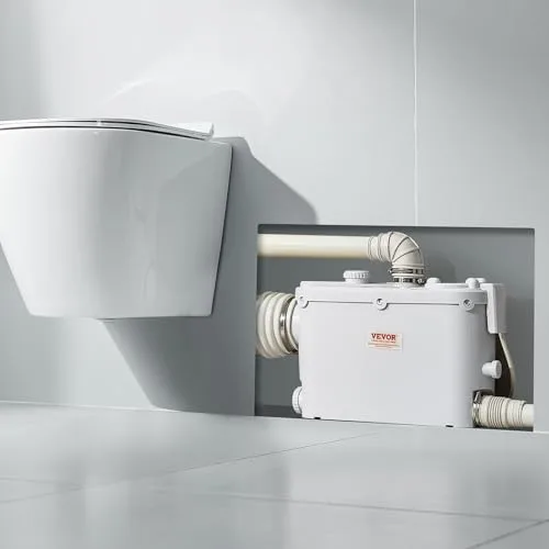 VEVOR ▫️ Bomba trituradora de 500 W para esgotos, com caudal máximo de 6600 L/h e altura manométrica de 8 m. Bomba trituradora para esgotos com 3 entradas de água para sanita, cozinha e duche 7