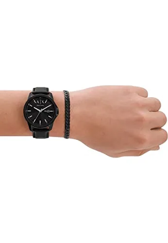 Armani Exchange ▫️ Relógio para homem, movimento de quartzo com três ponteiros e data, caixa de 44 mm com bracelete em pele ou aço inoxidável 7