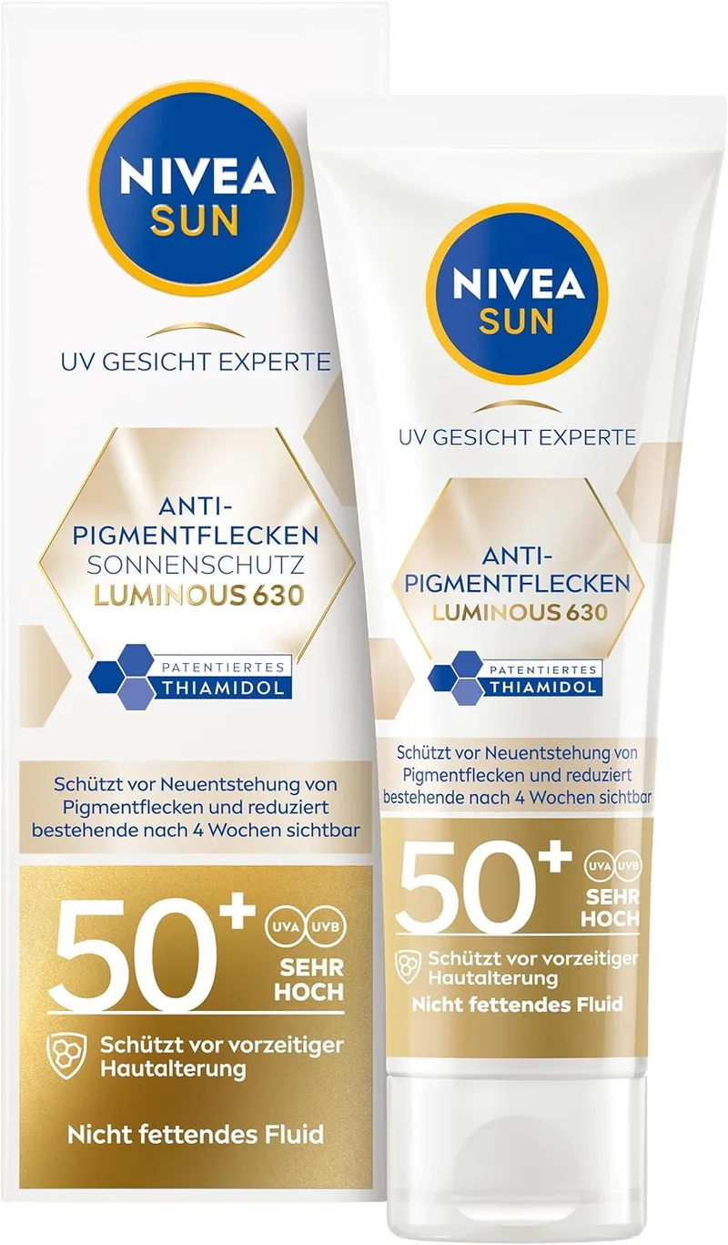 NIVEA SUN ▫️ Anti Manchas Pigmentares Protetor Solar Facial Hidratante 50+, protetor solar facial não gorduroso com FPS elevado, protetor solar UV facial Luminous630® anti manchas pigmentares (40 ml)