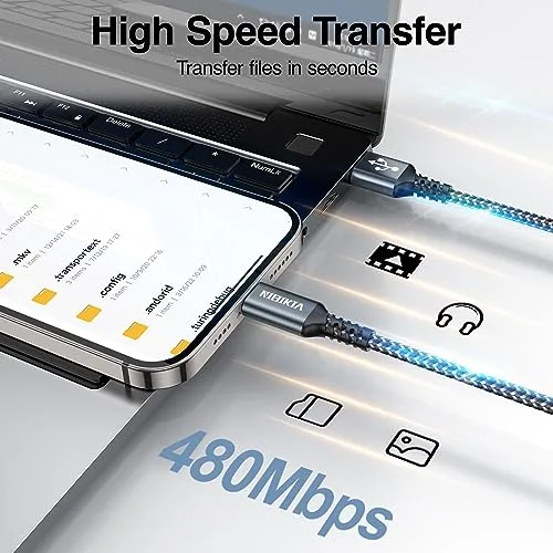 NIBIKIA ▫️ Cabo de carregamento para iPhone de 2 m, embalagem de 3 unidades, com certificação MFi, cabo para iPhone 6