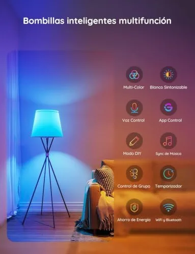 Govee ▫️ Lâmpadas LED inteligentes E27 com Wi-Fi e Bluetooth, conjunto de 2 6