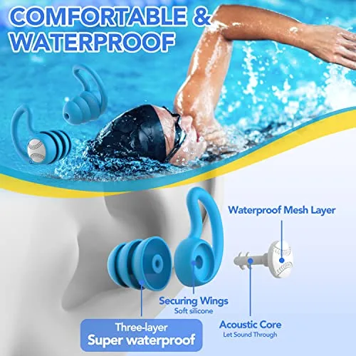 WLSCTY ▫️ Tampões para os ouvidos para natação - 3 pares de tampões de silicone para piscina para adultos 2