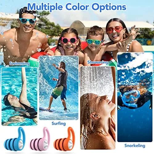 WLSCTY ▫️ Tampões para os ouvidos para natação - 3 pares de tampões de silicone para piscina para adultos 5
