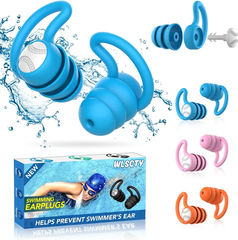 WLSCTY ▫️ Tampões para os ouvidos para natação - 3 pares de tampões de silicone para piscina para adultos