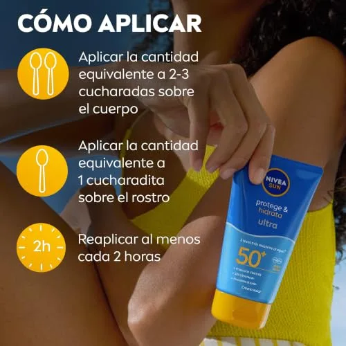 NIVEA SUN ▫️ NIVEA Protege & Hidrata Creme Solar FPS 50+ (150 ml) - Protetor Solar Ultra Resistente à Água e ao Suor - Creme Hidratante com Proteção Solar 48h - Fórmula Vegana - Absorção Rápida 6