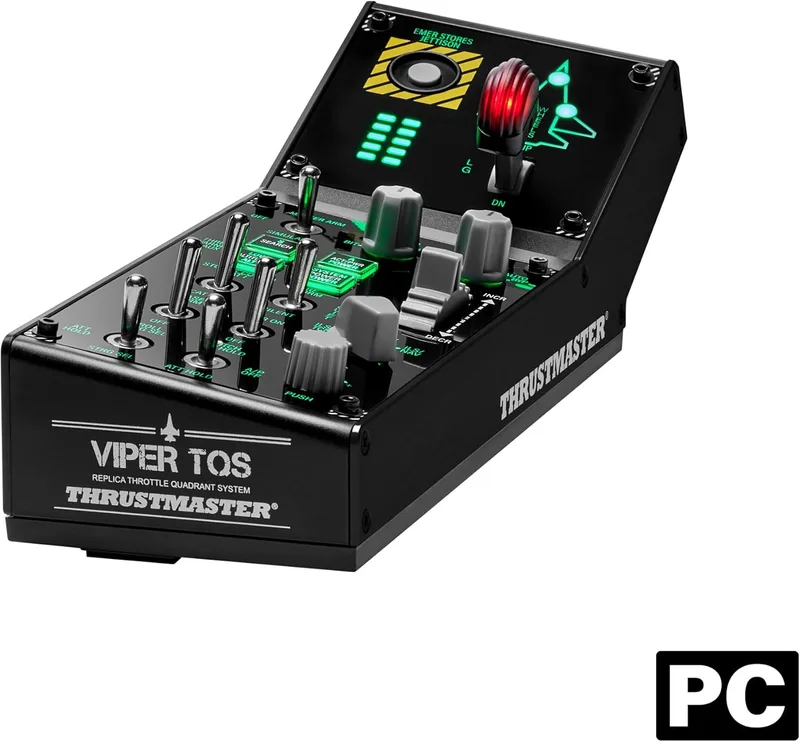 Thrustmaster ▫️ Viper Panel - Painel de controlo para PC (réplica do F-16, 43 botões de ação, retroiluminação ajustável, alavanca do trem de aterragem) Utilizar sozinho ou com o Viper TQS