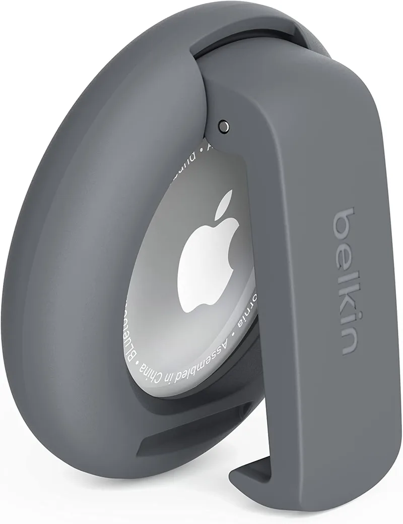 Belkin ▫️ Capa para Apple AirTag com clipe, capa protetora Secure Holder com porta-chaves, anel com porta-chaves para AirTag com proteção anti-arranhões, cinzento escuro