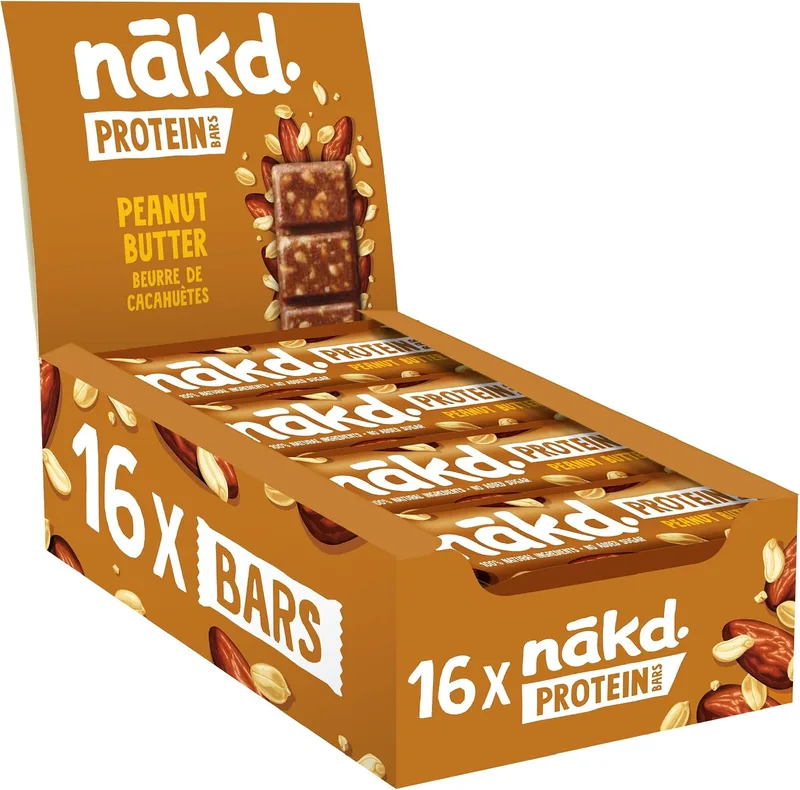nākd. ▫️ Protein Manteiga de Amendoim | Barras Raw | 16 x 45 g (720 g)