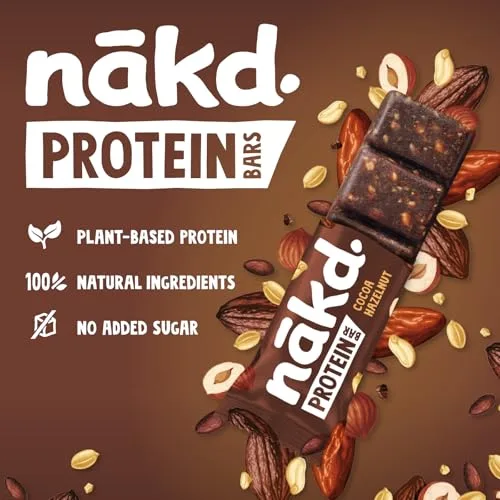 nākd. ▫️ Protein Cacau e Avelã | Barras Raw | 16 x 45 g (720 g) 3