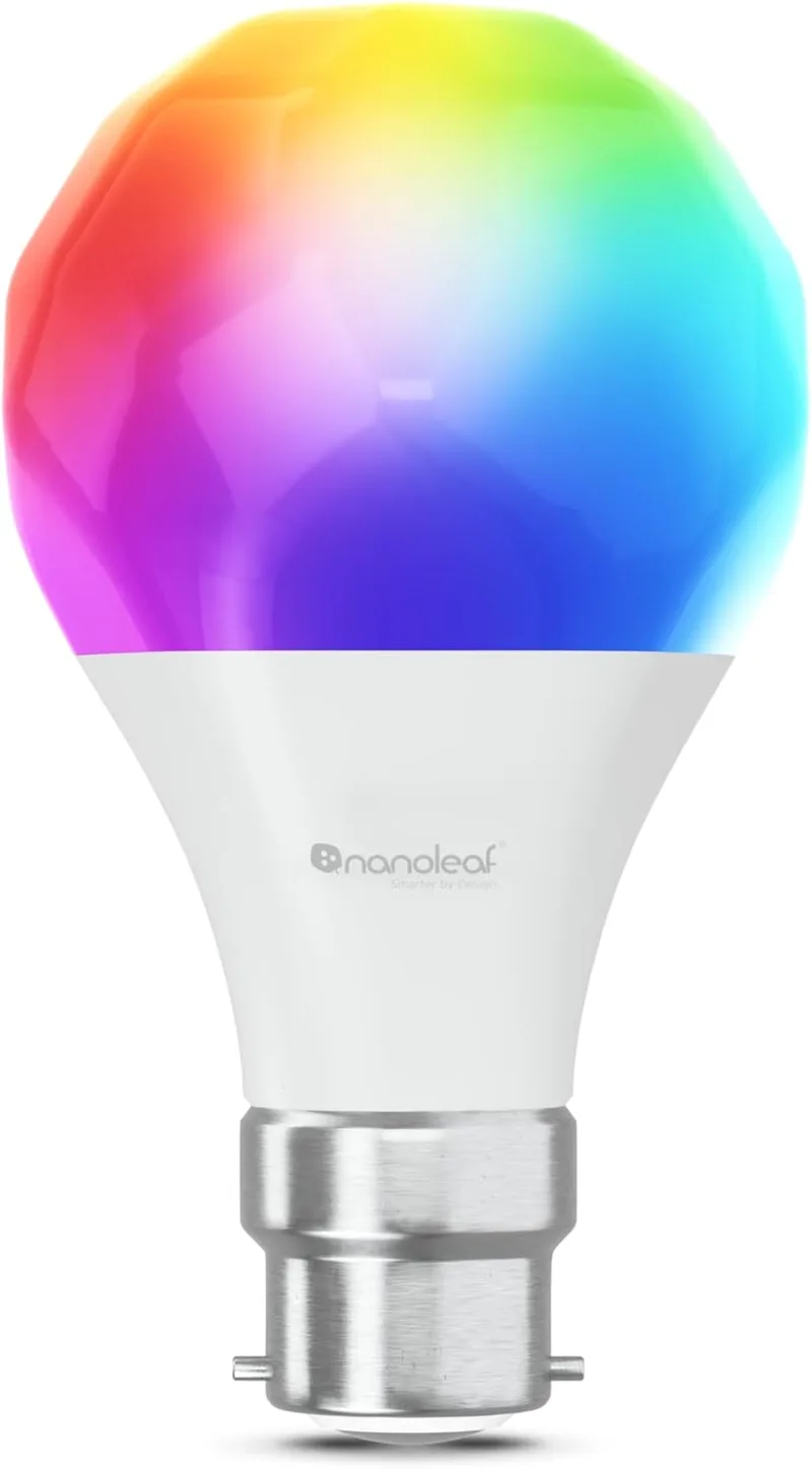 Nanoleaf ▫️ Matter Essentials 1 B22 RGBW Smart Dimmable LED Bulb - 16M Colours LED Lights, Matter over Thread, Bluetooth, Google Apple Compatible, Room Decoration and Gaming