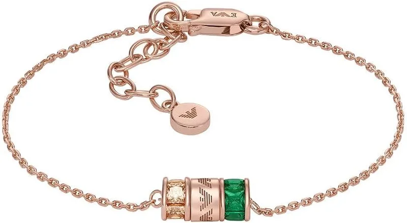 Emporio Armani ▫️ Pulseira para mulher em prata de lei dourada rosa com fecho de lagosta