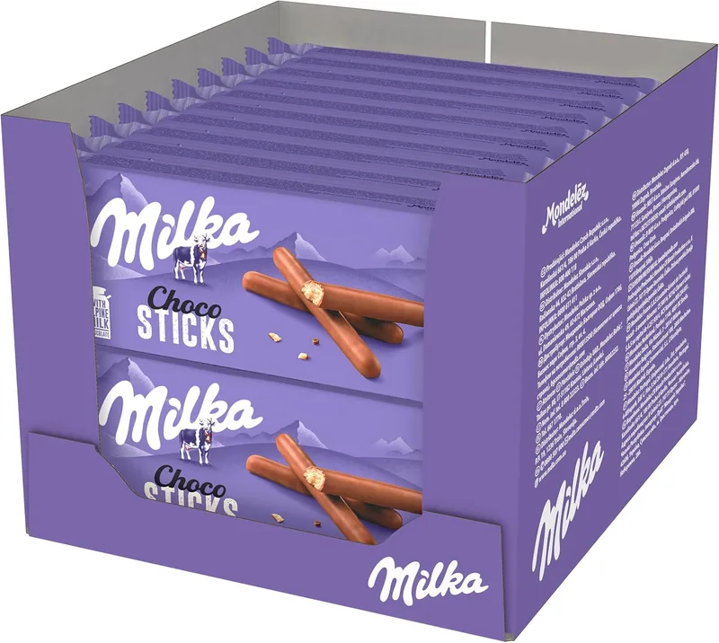 Milka ▫️ Choco Sticks Choco Sticks Choco Sticks Choco Sticks Choco Sticks Choco Sticks Chocolate ao Leite Alpino 112g - Embalagem de 20