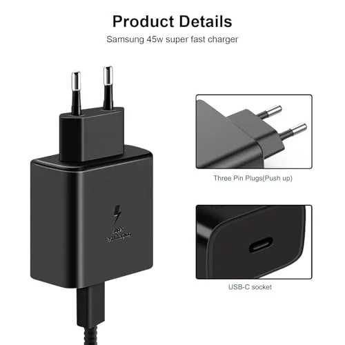 Muybienz ▫️ Carregador USB-C rápido de 45 W para Samsung Galaxy S23 Ultra/S23/S23+/S22 Ultra/S22/S22+/S21 Ultra/S21+/S21/S20,Note 10/10+/20/S20/S21/S10/S9/S8, Galaxy Tab S7/S8/S8+, carregador Tipo C PPS com cabo de 6 pés 2