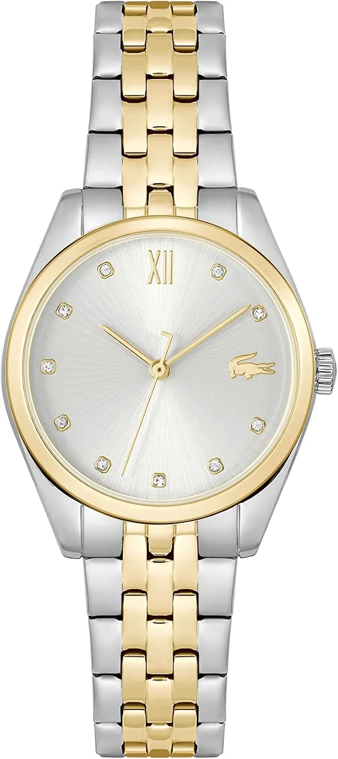 Lacoste ▫️ Relógio analógico de quartzo para mulher, coleção TUILERIE, com bracelete bicolor em aço inoxidável - 2001302
