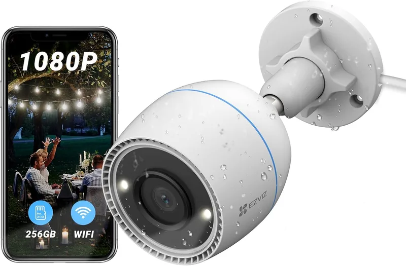 EZVIZ ▫️ Câmara de Vigilância Exterior Câmara de Segurança WiFi Exterior 1080P, Visão Nocturna a Cores C3TN, Deteção de Movimento e Alerta Instantâneo, Defesa Ativa, H.265, Compatível com Alexa, IP67