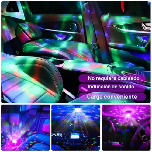 URAQT ▫️ Bola de Discoteca, 2 unidades de mini luzes RGB de discoteca, luzes de festa de discoteca com 4 cores ativadas pelo som, bola de discoteca recarregável para casa, bar, casamentos e interior de automóveis (preto) 2