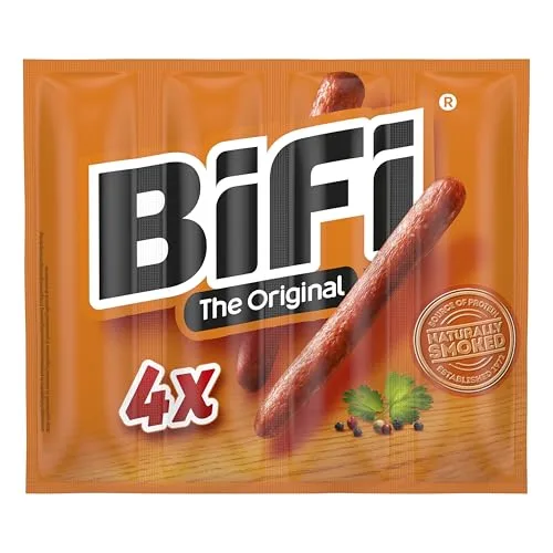 Bifi ▫️ Original Tiras de salame, embalagem de 64, 64 x 18,5 g, salame seco para comer em qualquer lugar, ao ar livre, com pimenta, coentros e alho, embalagem ideal para aperitivos 2