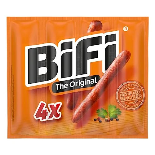 Bifi ▫️ Original Tiras de salame, embalagem de 64, 64 x 18,5 g, salame seco para comer em qualquer lugar, ao ar livre, com pimenta, coentros e alho, embalagem ideal para aperitivos 5