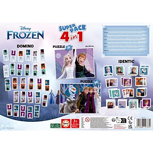 Educa ▫️ Superpack Frozen Elsa 4 em 1 | Puzzle para 4, 5 e 3 anos, Jogo de Mesa para Meninas | 2 Puzzles de 25 e 50 peças, Dominó com 28 peças, Memory | Presente para meninas de 3, 4 e 5 anos (19737) 3