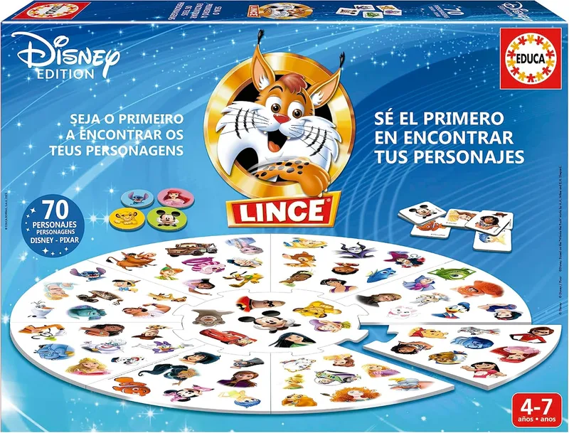 Educa ▫️ Disney Lynx 70 Images Edition : Jogo de tabuleiro com as personagens Disney Pixar : Aprimorar a visão, a memória, os reflexos, a agilidade, divertir-se com a família e os amigos : Jogos de tabuleiro para crianças +4 anos (19690)