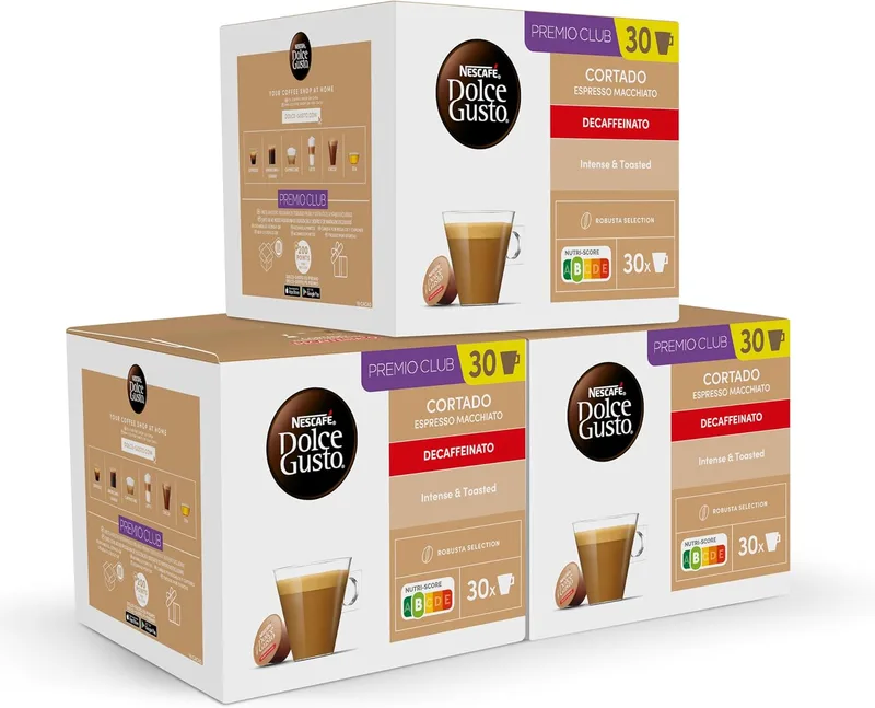 Nescafé Dolce Gusto ▫️ Cortado descafeinado - Cápsulas de café, 90 cápsulas (3x30) - Originais para máquinas de café Dolce Gusto