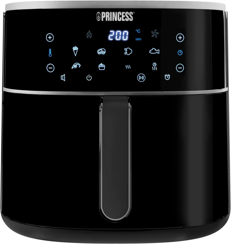 Princess ▫️ Fritadeira de ar quente digital - Capacidade variável do recipiente - Máximo de 8 L - 6 programas predefinidos - Menos óleo - Ecrã digital - 182254