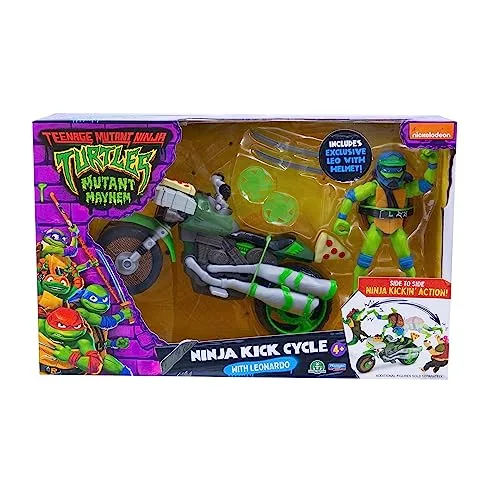 TEENAGE MUTANT NINJA ▫️ Veículo e Figura do Leonardo da série «Ninja Kick Cycle» das Tartarugas Ninja, Moto de Brincar e Personagem do filme «Caos Mutante», TMNT, para fãs, meninos e meninas a partir dos 4 anos, Famosa (TU803100) 2