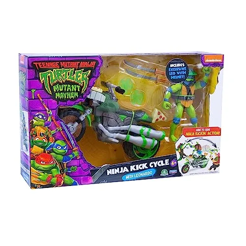 TEENAGE MUTANT NINJA ▫️ Veículo e Figura do Leonardo da série «Ninja Kick Cycle» das Tartarugas Ninja, Moto de Brincar e Personagem do filme «Caos Mutante», TMNT, para fãs, meninos e meninas a partir dos 4 anos, Famosa (TU803100) 3