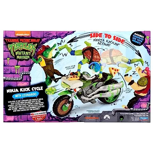 TEENAGE MUTANT NINJA ▫️ Veículo e Figura do Leonardo da série «Ninja Kick Cycle» das Tartarugas Ninja, Moto de Brincar e Personagem do filme «Caos Mutante», TMNT, para fãs, meninos e meninas a partir dos 4 anos, Famosa (TU803100) 4