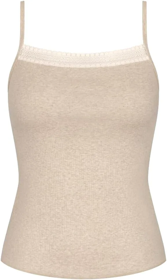 Sloggi ▫️ T-Shirt Go Ribbed Spaghetti Top para mulher