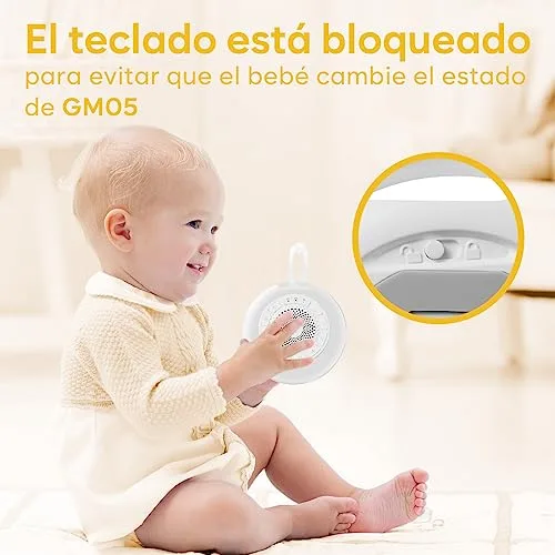 Easy@Home ▫️ Máquina de ruído branco para o sono do bebé: – Aparelho com 26 sons relaxantes, luz noturna ambiente ajustável em sete cores e temporizador 丨 Recarregável via Type-C 丨 Branco 5