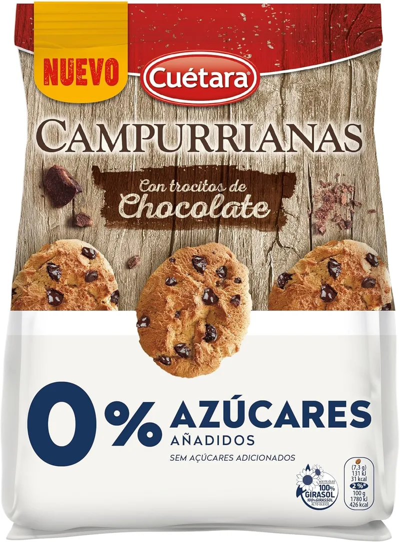 Cuétara ▫️ Campurrianas com Choco Chips 0% açúcares -