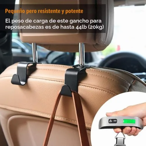 URAQT ▫️ Ganchos para banco de carro, 4 unidades de ganchos para o banco traseiro do carro, ganchos para encosto de cabeça do carro, acessórios multifuncionais pretos para carro, para malas, carteiras e garrafas de água 2